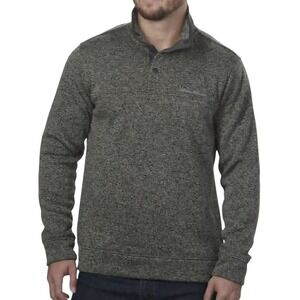 Eddie Bauer Gray Beige Radiator Fleece Mock Neck 1/4 Snap Sweater- Mens XXL, 2XL